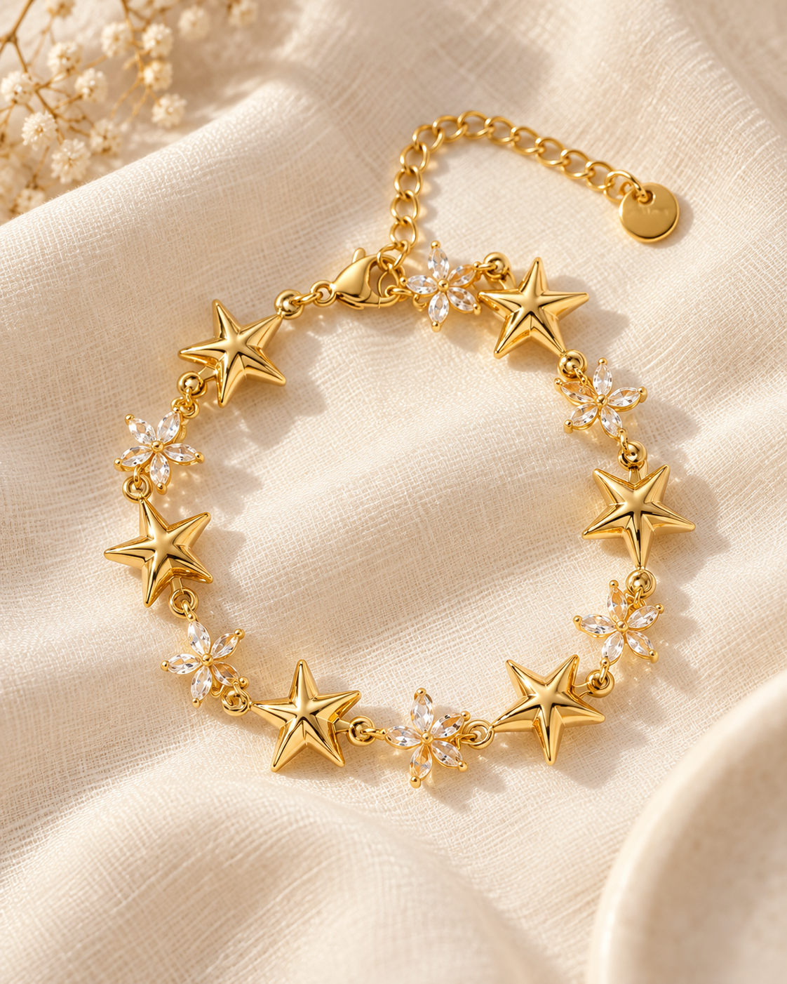 Pulseira Estrela, pulseira dourada de estrelas (pormenor 3) — Solène Lisboa