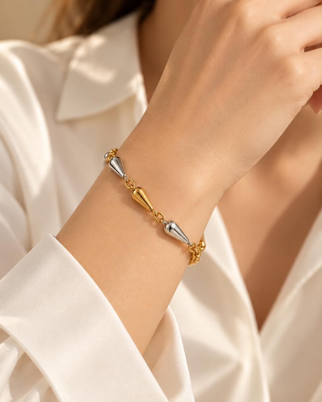Pulseira Dueto, pulseira bicolor de gotas (pormenor 6) — Solène Lisboa