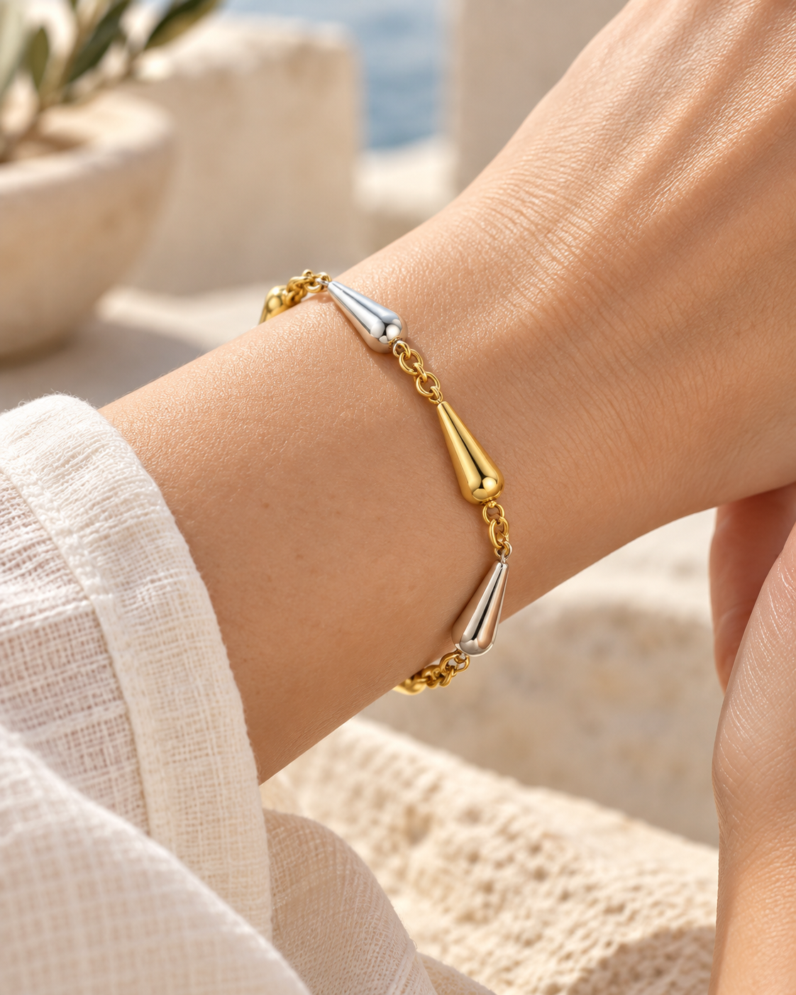 Pulseira Dueto, pulseira bicolor de gotas (pormenor 3) — Solène Lisboa