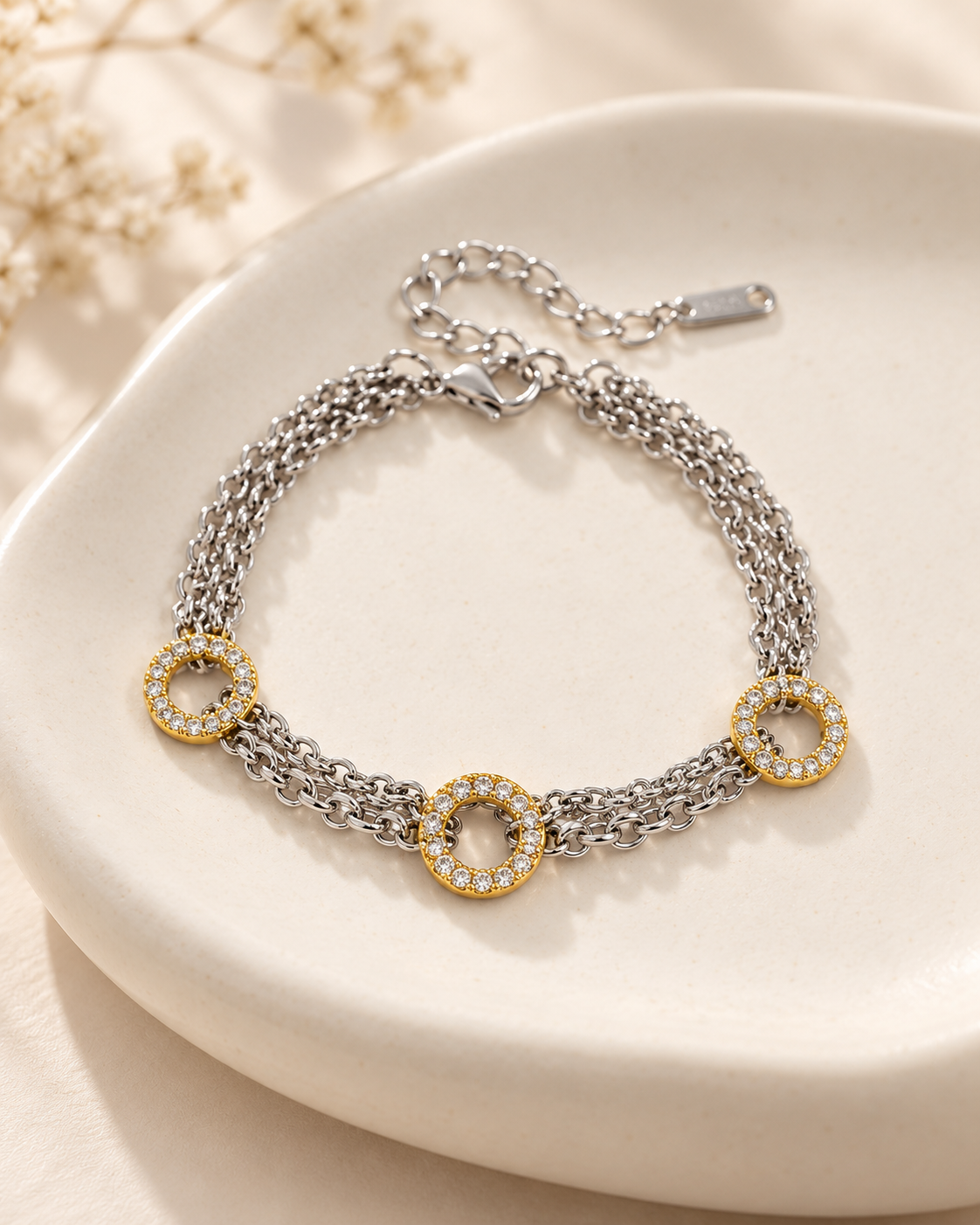 Pulseira Bianca, pulseira bicolor com zircónias (pormenor 3) — Solène Lisboa