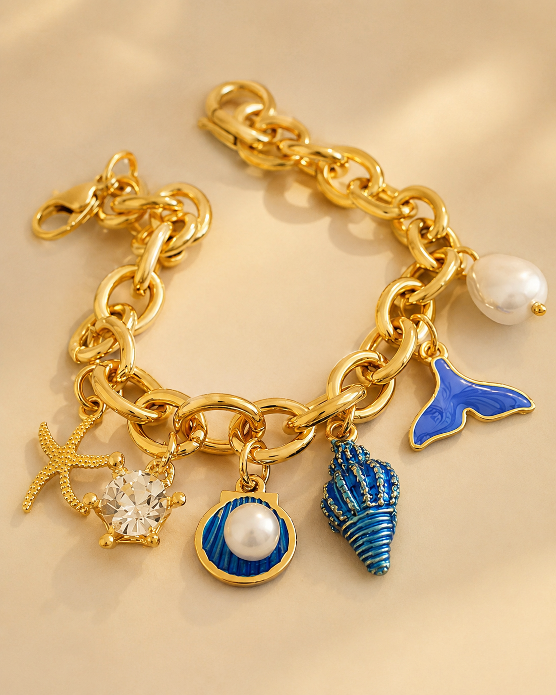 pulseira azul conchinhas
