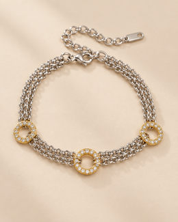 Pulseira Bianca, pulseira bicolor com círculos de zircónias — Solène Lisboa