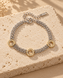 Pulseira Bianca, pulseira bicolor com zircónias (pormenor 1) — Solène Lisboa