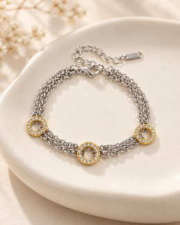 Pulseira Bianca, pulseira bicolor com zircónias (pormenor 3) — Solène Lisboa