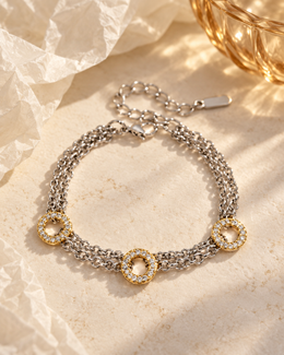 Pulseira Bianca, pulseira bicolor com zircónias (pormenor 6) — Solène Lisboa