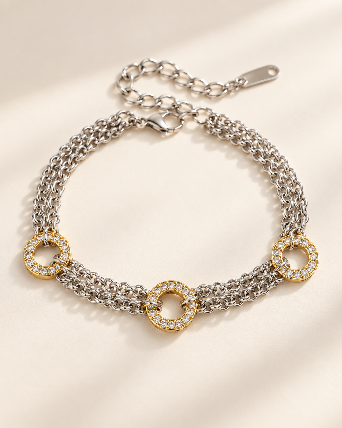 Pulseira Bianca, pulseira bicolor com zircónias (pormenor 7) — Solène Lisboa