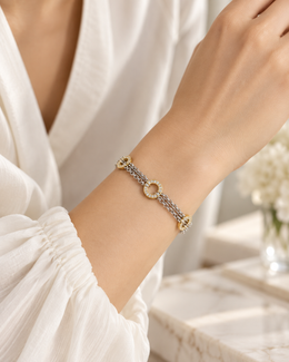 Pulseira Bianca, pulseira bicolor com zircónias (pormenor 2) — Solène Lisboa
