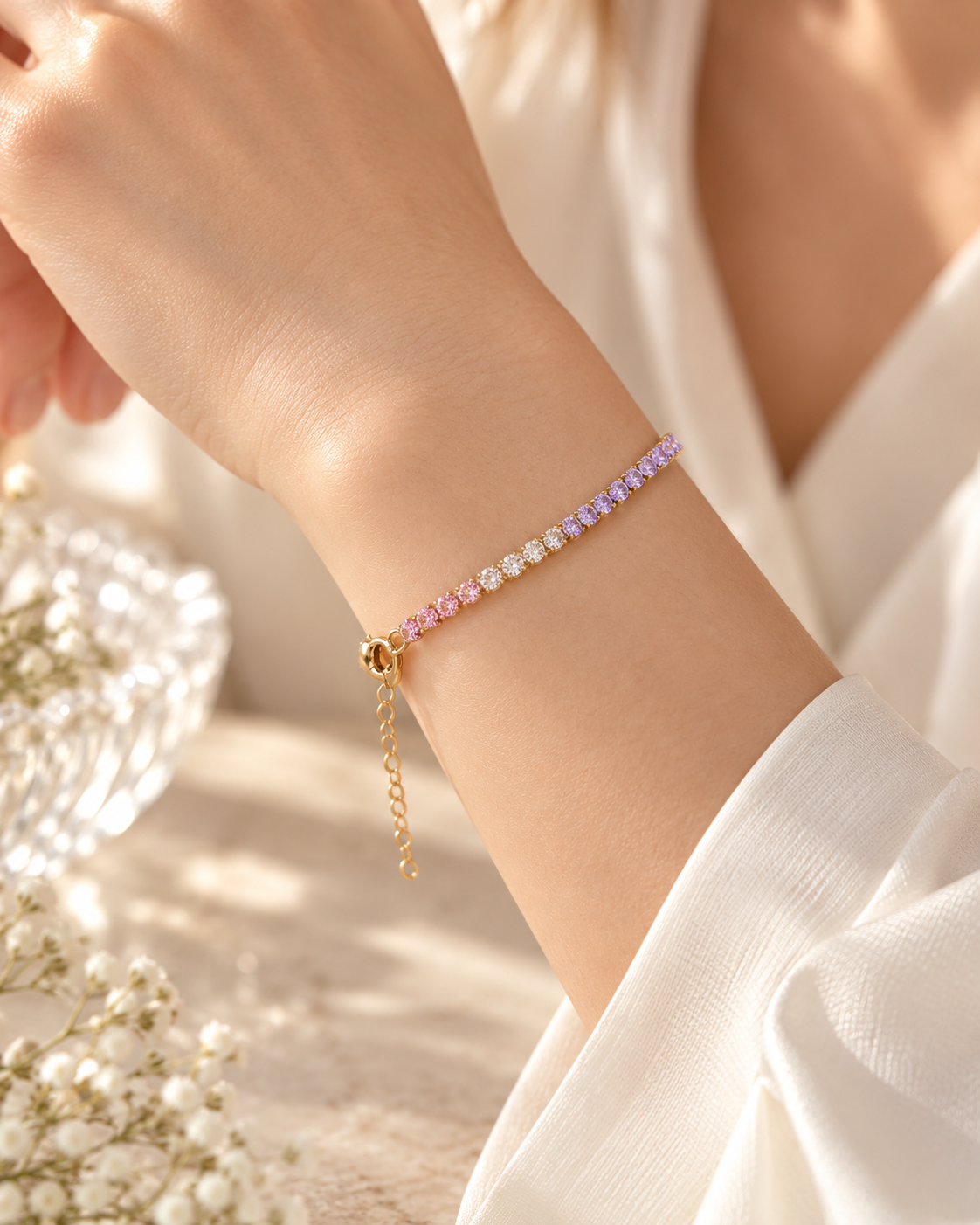 Pulseira Prisma, pulseira de zircónias coloridas (pormenor 3) — Solène Lisboa