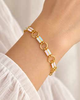 Pulseira Opala, pulseira dourada com pedras irisadas (pormenor 4) — Solène Lisboa