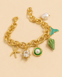 pulseira verde conchinhas