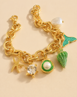 pulseira verde conchinhas