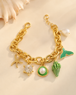 pulseira verde conchinhas