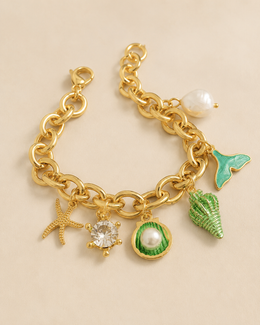 pulseira verde conchinhas