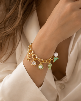 pulseira verde conchinhas
