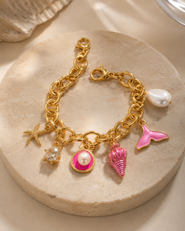pulseira rosa conchinhas