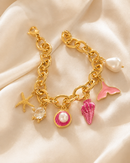 pulseira rosa conchinhas