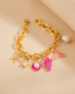 pulseira rosa conchinhas