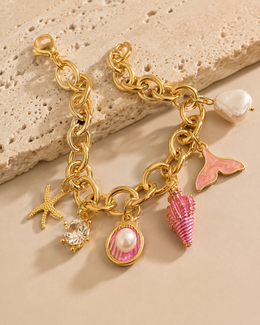 pulseira rosa conchinhas