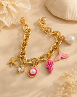 pulseira rosa conchinhas
