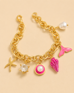 pulseira rosa conchinhas