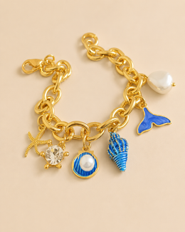 pulseira azul conchinhas