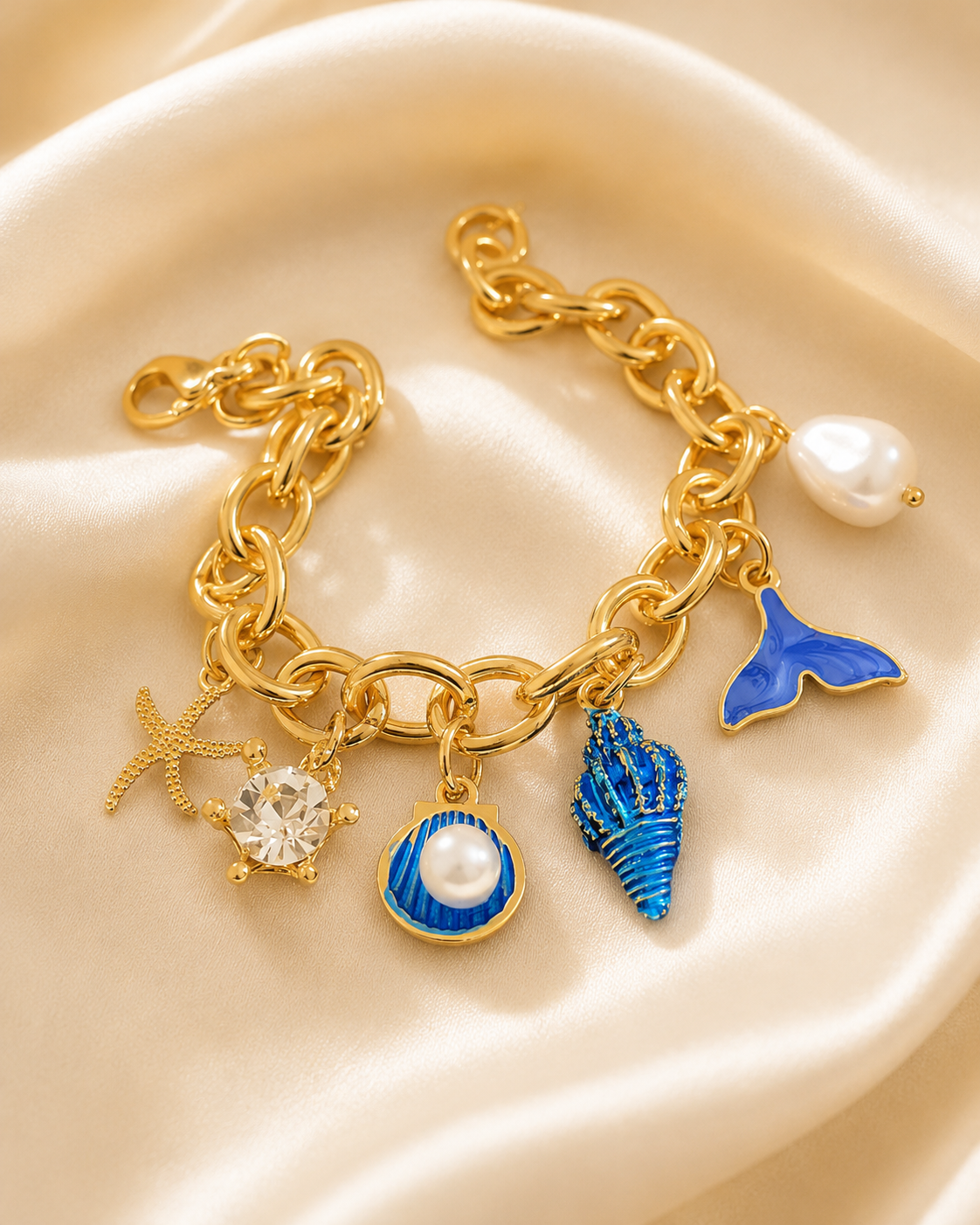 pulseira azul conchinhas