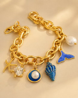 pulseira azul conchinhas