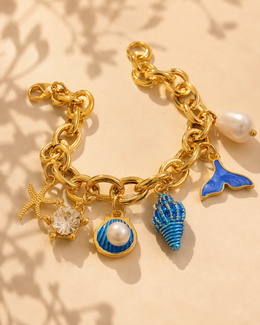 pulseira azul conchinhas