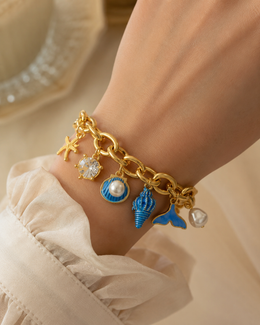 pulseira azul conchinhas