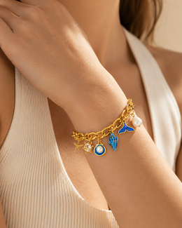 pulseira azul conchinhas