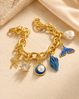 pulseira azul conchinhas