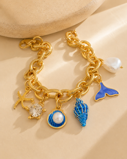 pulseira azul conchinhas