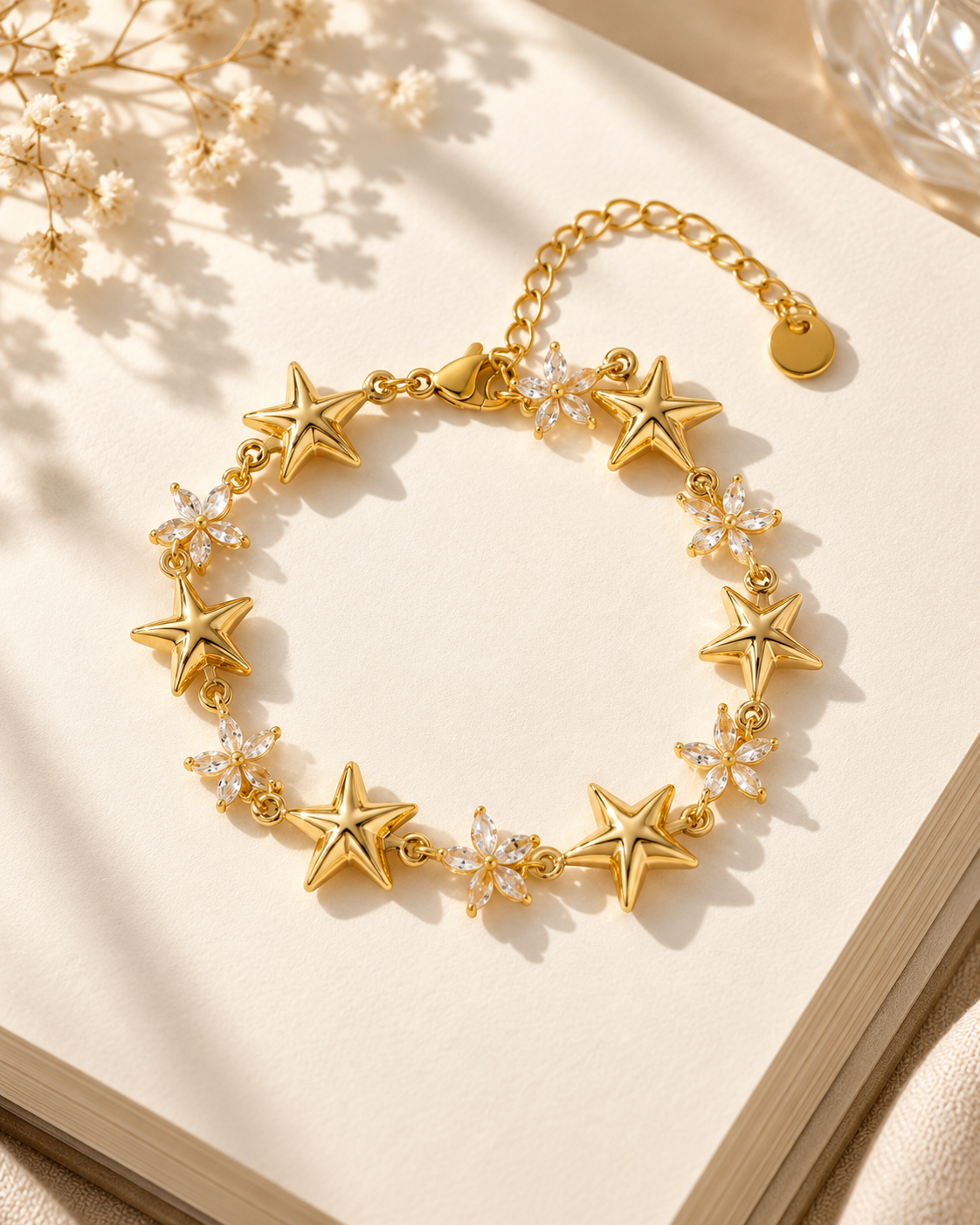 Pulseira Estrela, pulseira dourada de estrelas (pormenor 1) — Solène Lisboa